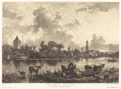 Animales en el pasto de Maxime Lalanne after Nicolaes Pietersz Berchem