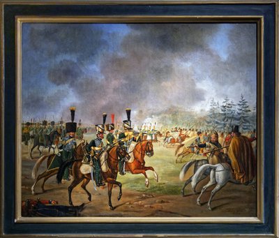 Lucha del 5º regimiento de cazadores a caballo (óleo sobre lienzo) de Maximilian Joseph de Schauenburg