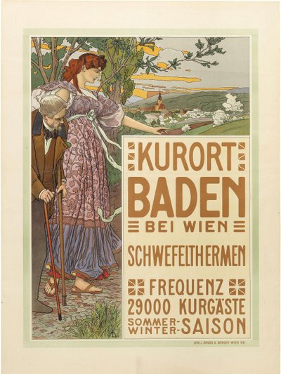 Ciudad balneario Baden cerca de Viena, c. 1910 de Maximilian Liebenwein