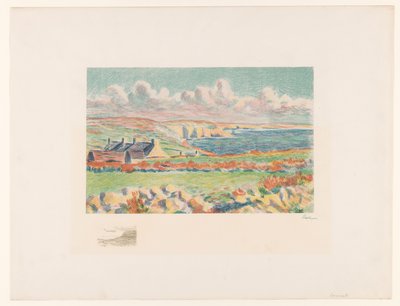 Paisaje costero con casas. Camaret (título original) de Maximilien Luce (signed by artist)