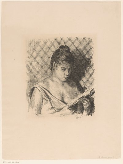 Mujer lectora con hombros descubiertos de Maximilien Luce (signed by artist)