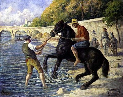 Bañando a los caballos, c.1910 de Maximilien Luce