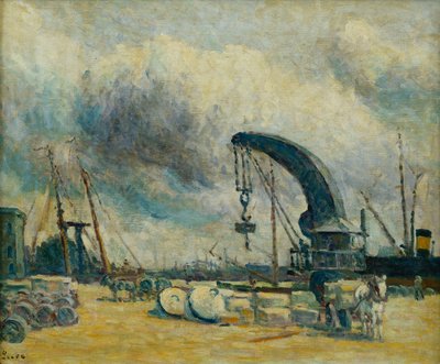 El puerto, muelle en Schiedamm de Maximilien Luce