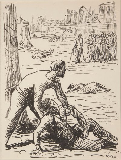 Nueve impresiones sin título de temas políticos de Maximilien Luce