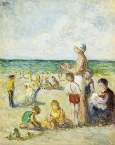 En la playa de Normandía, c.1930 de Maximilien Luce