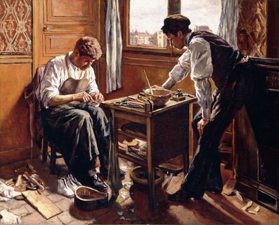 Zapateros, los dos hermanos Givort, 1884 de Maximilien Luce