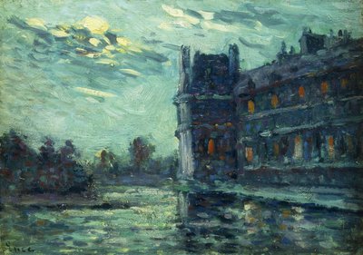 Las Inundaciones de 1910, El Pabellón de Flore, en El Louvre, París; Les Inondations de 1910, Le Pavillon de Flore, 1910 de Maximilien Luce