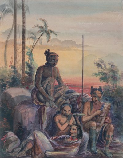 Habitantes de las Islas Marquesas, c.1841-48 de Maximilien Radiguet