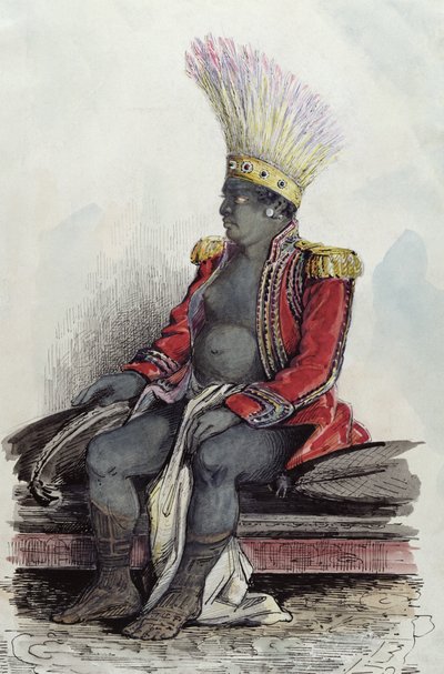 Rey Temoana en la isla de Nuka-Hiva vestido con el uniforme de un coronel francés, c.1841-48 de Maximilien Radiguet