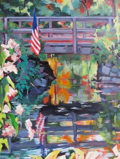 Reflejos en el puente de la bandera estadounidense de Maxine Shore