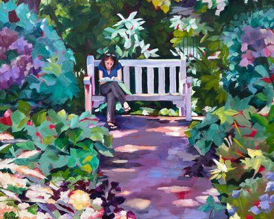 Lectura en un jardín tranquilo de Maxine Shore