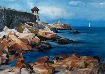 Paisaje marino de la costa rocosa de Maxine Shore