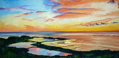 Una puesta de sol costera llena de colorido de Maxine Shore