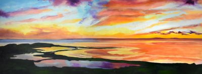Una puesta de sol costera llena de colorido de Maxine Shore