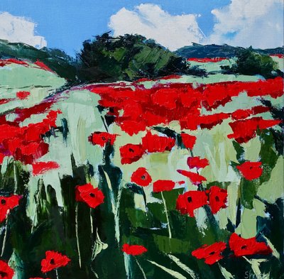 Un campo de amapolas lleno de color de Maxine Shore