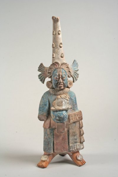 Figura disfrazada de México, siglo VII-VIII (cerámica, pigmento) de Mayan