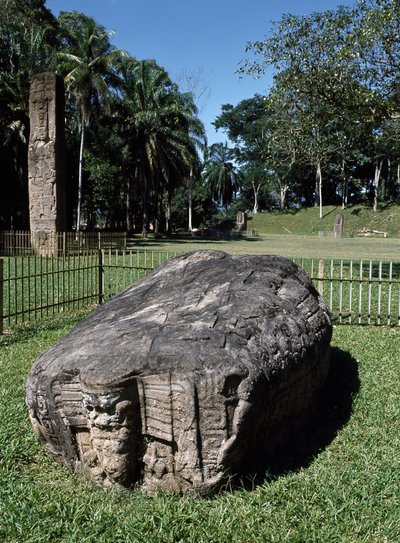 Altar zoomorfo G y piedra E de Mayan