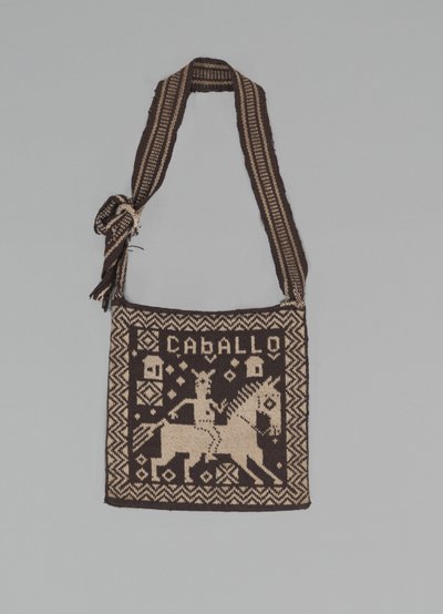 Bolsa de hombre con caballo y jinete, Probablemente años 1950 (lana tejida) de Mayan Mayan