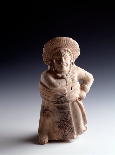 Arte precolombino, civilización maya, período clásico: estatuilla de arcilla antropomorfa representando a un jugador de pelota, con función de instrumento musical. De San Agustín Acasaguastlán, Guatemala de Mayan Mayan