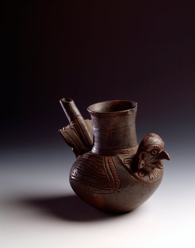 Arte precolombino, civilización maya, período posclásico: jarra zoomorfa que representa un pájaro. De Asunción Mita Jutiapa, Guatemala. Guatemala, Museo Nacional de Arqueología y Etnología de Mayan Mayan