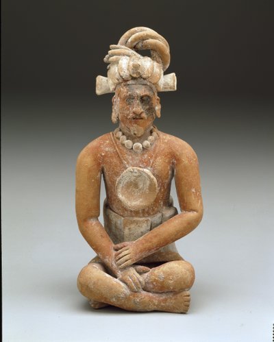Hombre barbudo sentado, Período Clásico Tardío, c.600-900 (cerámica y pintura) de Mayan Mayan