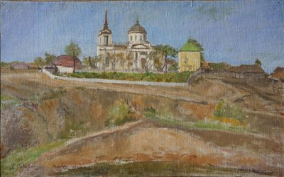 Tarkhany. Vista de la Iglesia del Arcángel Miguel, 1938 de Meer Michailovich Gokhstein