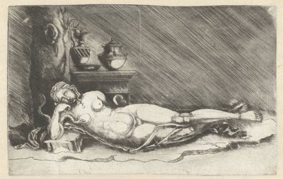 Muerte de Cleopatra con serpiente de Meester van 1515