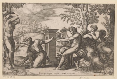 Apolo en Marsias de Meester van de Dobbelsteen