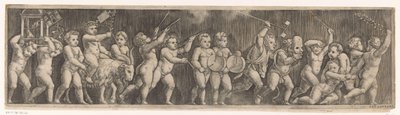 Frisón con procesión de amorcillos de Meester van de Dobbelsteen