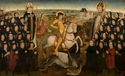 Los miembros del Gremio de la Gran Ballesta de Malinas, c.1500 (óleo sobre tabla) de Meester van de Mechelse Sint Jorisgilde