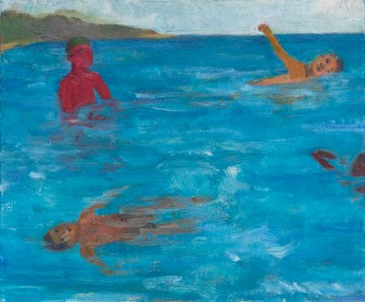 Cuatro nadadores, 2017 (óleo sobre lienzo) de Megan Williamson