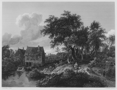 El viejo molino, de la imagen en la Colección Real de Meindert (after) Hobbema