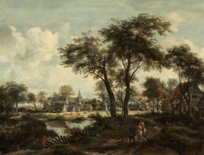 Aldea cerca de un estanque de Meindert Hobbema