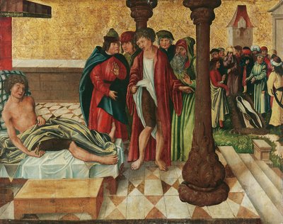 Curación milagrosa de la pierna por St. Cosme y Damián de Meister der Legendenszenen