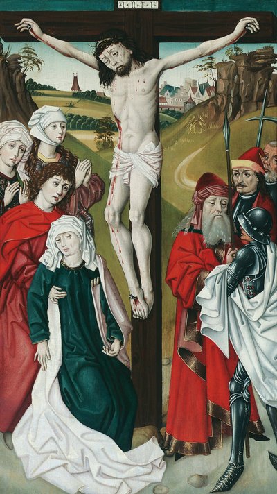 Crucifixión de Cristo de Meister des Schottenaltars (Werkstatt)