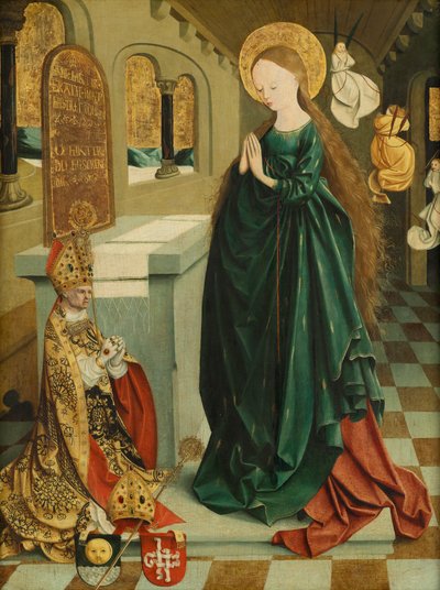 María como virgen del templo con un vestido de maíz de Meister von Mondsee