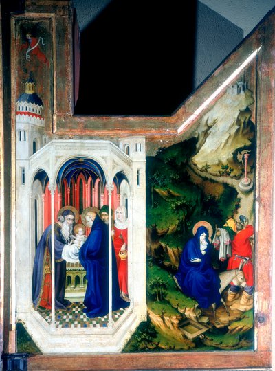 La presentación en el templo y la huida a Egipto, 1394-1399 de Melchior Broederlam