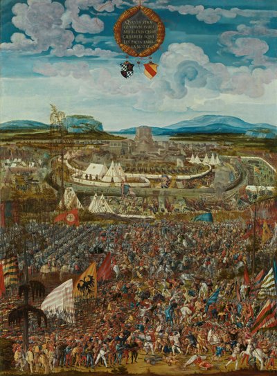 Alemán: Belagerung der Stadt Alesia El anacrónico Asedio para la Batalla de Alesia de Melchior Feselen