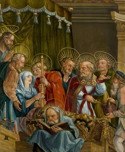 La muerte de la Virgen por Feselen, Melchor (ca. 1495-1538). Óleo sobre madera de Melchior Feselen