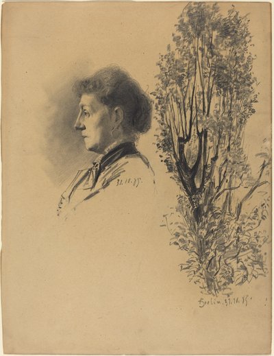 Una Mujer de Perfil y un Árbol Podado en Flor de Melchior Lechter