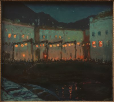 Fiesta popular nocturna en el lago de Garda de Melchior Lechter