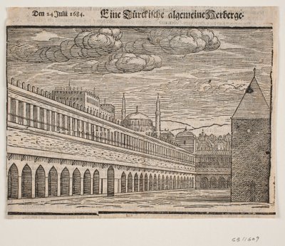 Un caravanserai (Han). Mitad izquierda de Melchior Lorck