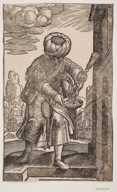 Un Saquatz con su saco de agua bajo el brazo de Melchior Lorck