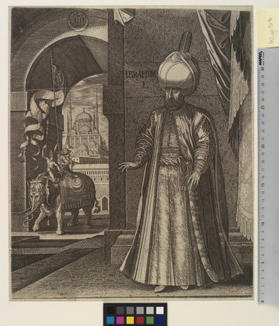 Retrato del Sultán Suleiman el Magnífico (de pie) de Melchior Lorck