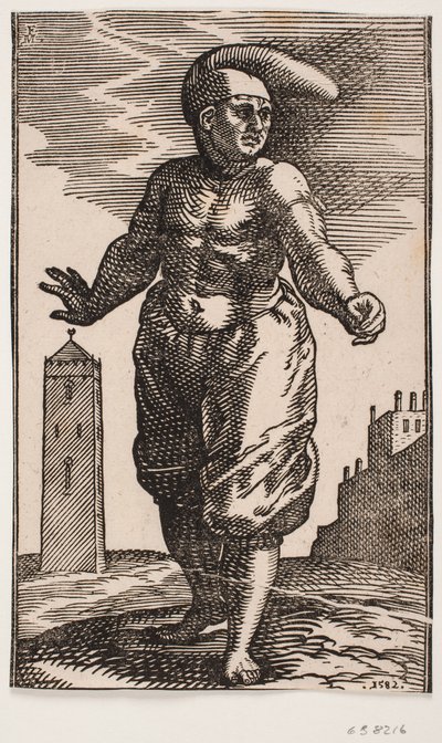 Hombre de pie con torso desnudo de Melchior Lorck