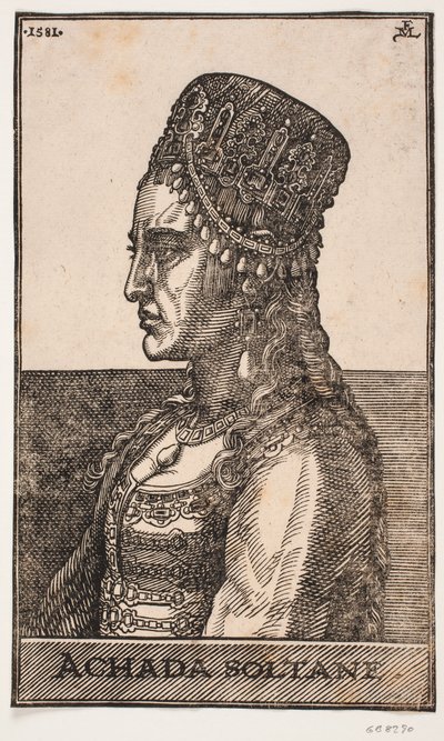 Retrato de sultana, perfil hacia la izquierda: ACHADA SOLTANE de Melchior Lorck