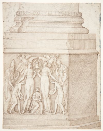 El pedestal esculpido de una columna de Melchior Lorck