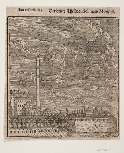 La mezquita de Süleymaniye, vista desde el noreste. Mitad derecha de Melchior Lorck