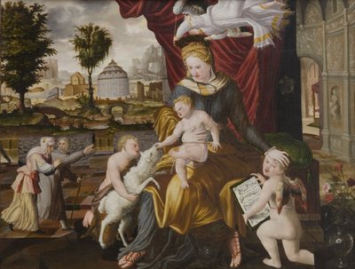 La Virgen María y el Niño, el Infante San Juan y dos ángeles de Melchior Lorck