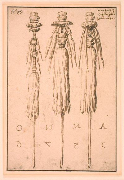 Tres colas de buey montadas como estandartes de Melchior Lorck